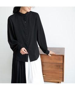 シャツ・ブラウス | 長袖ブラウス レディースシャツ トップス 無地 可愛い シフォンシャツ 春物 夏服 羽織り 前開き ボタン パフスリーブ 発表会 20代30代40代 大人 オフィス