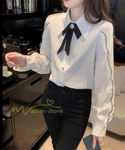 シャツ・ブラウス | スカーフタイシャツ トップス シャツ シャツ ブラウス レディース カジュアル フェミニン 春 秋 冬 きれいめ 着痩せ 韓国ファッション 20代30代40代 夏物 上品