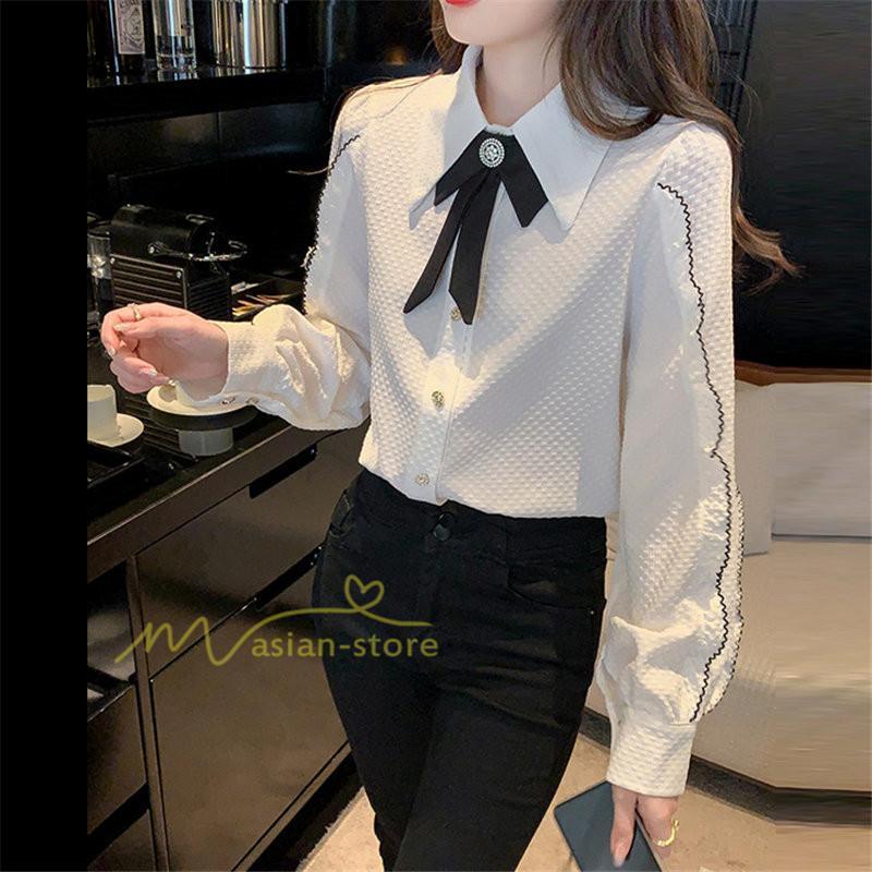 シャツ・ブラウス | スカーフタイシャツ トップス シャツ シャツ ブラウス レディース カジュアル フェミニン 春 秋 冬 きれいめ 着痩せ 韓国ファッション 20代30代40代 夏物 上品