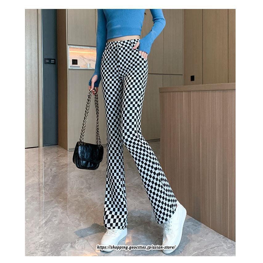チノ・テーパード・ジョガー・スキニーパン | パンツ レディース フレアパンツ チェック柄 トレンド カジュアル ハイウエスト スキニーパンツ トレンド かわいい 楽ちん お出かけ 送料無料 デート おしゃれ