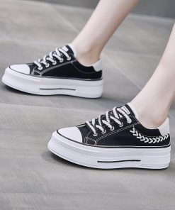 スニーカー | レディースシューズ レースアップ ローカット 厚底靴 履きやすい キャンバス カジュアルシューズ フラットシューズ