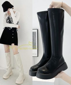 ロングブーツ | レディース ブーツ 秋冬 シューズ 靴 太ヒール チャンキーヒール 合皮ブーツ PUブーツ ロング靴 コスプレ くつ 後ろファスナー COS 大人