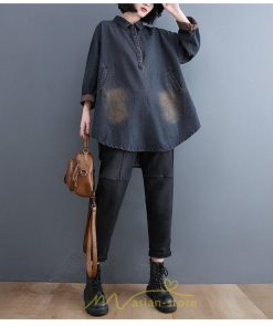 シャツ・ブラウス | デニムシャツワンピ ワンピース ロング 長袖 デニム 送料無料 大きいサイズ マタニティ 体型カバー 春 夏 秋 冬 50代 20代 30代 40代 おしゃれ