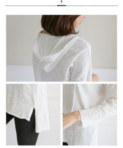 ｔシャツ・カットソー | Tシャツ レディース 長袖tシャツ ロンT カットソー プルオーバー ロングtシャツ ロンティー ルームウエア シンプル ゆったり 無地 フード付き 春秋