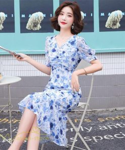 ミディアム | ワンピース レディース 春 夏 着痩せ 花柄 きれいめ サマー おしゃれ 上品 ひざ丈 半袖 サマーワンピース レトロ風 韓国風 通勤通学 お出かけ