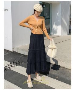 スカート | プリーツレディース ロング丈 マキシ 黒 グレー ベージュ ニット Aライン 秋冬コーデ 秋冬物 お出かけ デート 新着 普段着 旅行 女子会 新作 お呼ばれ