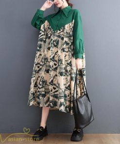 シャツワンピース | 長袖 ミディアムワンピース 切り替え ゆったり フリーサイズ 体型カバー 秋コーデ カジュアル 上品 大人 ワンピース ひざ丈 オーバーサイズ