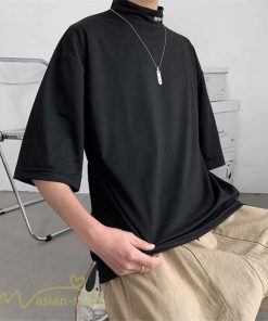Tシャツ | Tシャツ メンズ 5分袖 カジュアル おしゃれ シンプル モックネック ゆったり 夏新作 英字 メンズスタイル 5分袖日常感 サマー カッコウイイ