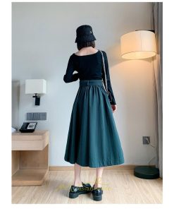 スカート | 綿秋 Aラインロングレディース 秋物 ボトムス 秋服 無地 体型カバー 30代通学通勤 40代50代 大人 おしゃれ感