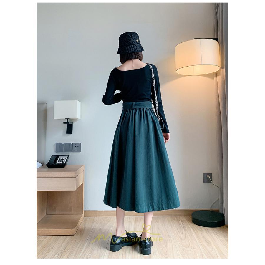 スカート | 綿秋 Aラインロングレディース 秋物 ボトムス 秋服 無地 体型カバー 30代通学通勤 40代50代 大人 おしゃれ感