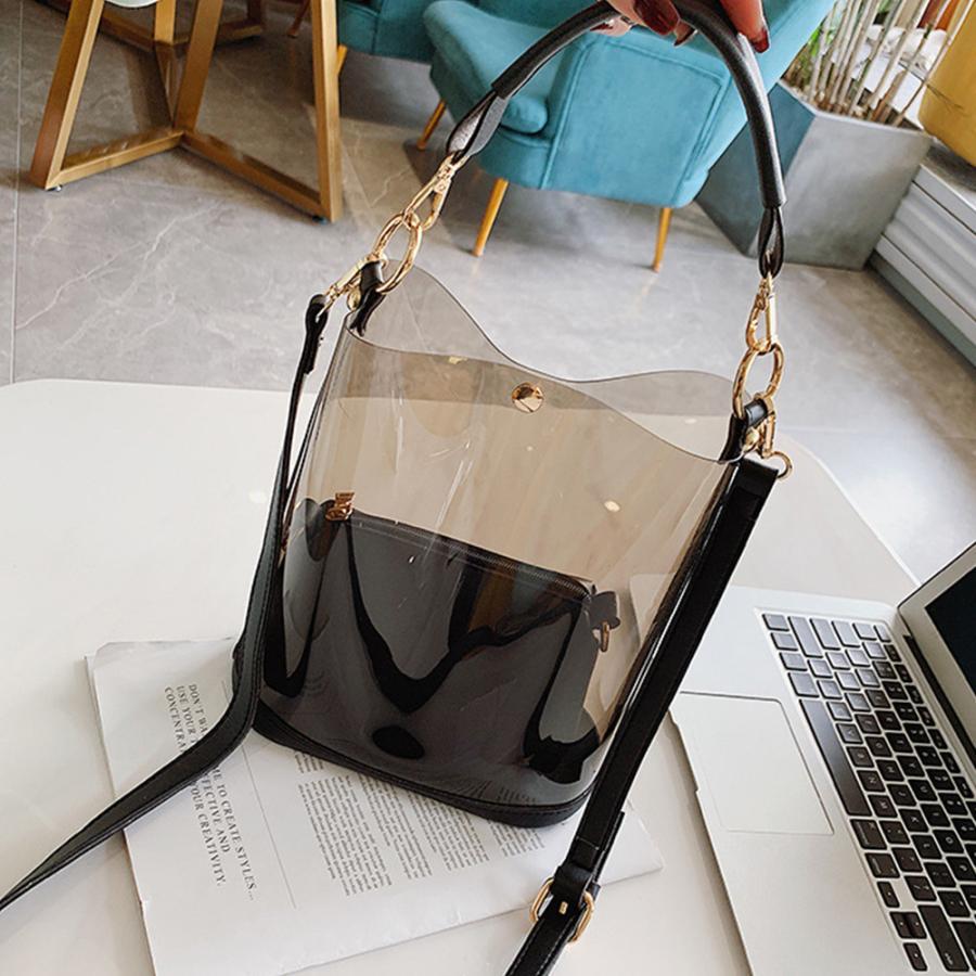 ショルダーバッグ | トートバッグ 斜めがけバッグ 2点セット ポーチ付き レディース クリアバッグ おしゃれ ビニールバッグ 大容量