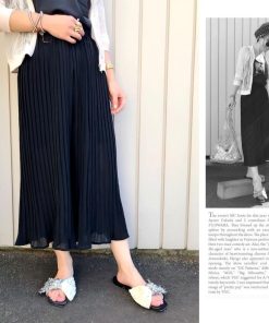 クロップドパンツ | エアリーシフォンガウチョパンツ フリル ミモレ丈 ワイドパンツ プリーツ パンツ