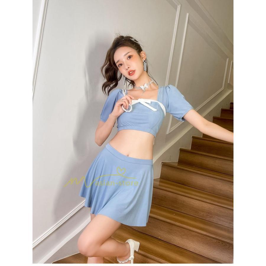 水着 | レディース ワンピース型 体型カバー 温泉2点セット 水着セット セクシー お洒落 可愛い 20代30代40代 無地 セパレート 韓国ファッション 着痩せ