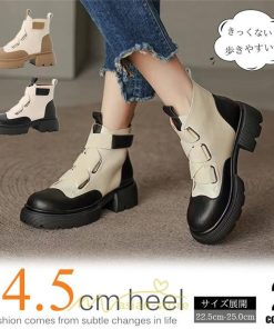 ショートブーツ | レディース 歩きやすい ワークブーツ 楽チン 痛くない ラウンドトゥ 美脚 厚底 カジュアル 通勤 通学 旅行 50代 30代 お出かけ 40代 20代