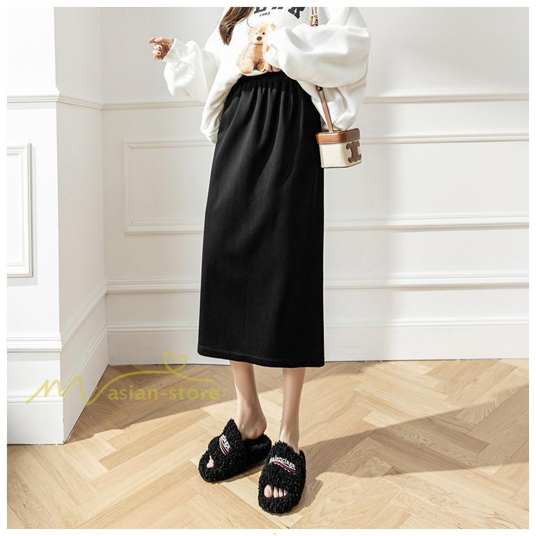 スカート | レディース 無地 カジュアル ひざ下丈 きれいめ 秋冬コーデ エレガント 通勤 通学 20代 Aライン40代 30代 ウエストゴム 50代 ゆったり