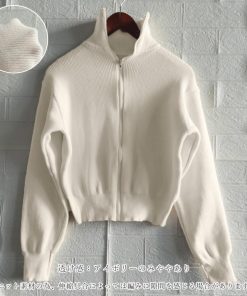 カーディガン | ジップアップニットブルゾン 韓国風 秋冬
