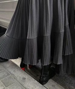 スカート | プリーツロング 白 黒 マーメイドレディース マーメイド ロングミモレ ハイウエスト 着やせ 揺れる ウエストゴム 春秋冬