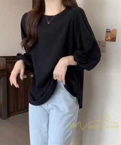 tシャツ・カットソー | 7分袖Tシャツ レディース Tシャツ 夏服 秋物 夏秋物 トップス 夏秋服 パフスリーブ ゆったり 無地 丸首 秋コーデ 春夏秋 可愛い 20代30代 40代50代 夏コーデ