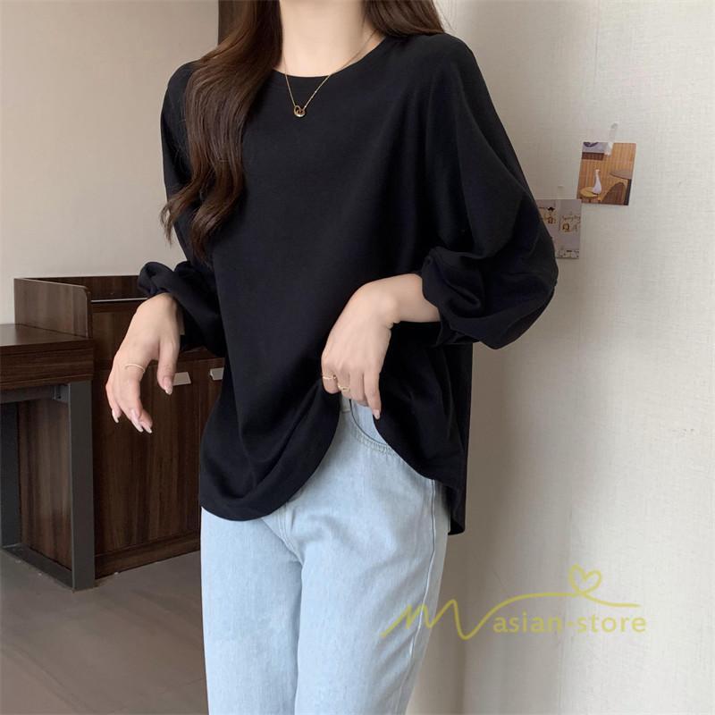 tシャツ・カットソー | 7分袖Tシャツ レディース Tシャツ 夏服 秋物 夏秋物 トップス 夏秋服 パフスリーブ ゆったり 無地 丸首 秋コーデ 春夏秋 可愛い 20代30代 40代50代 夏コーデ