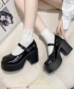 ローファー | パンプス ハイヒール レディース グランドトゥ 厚底 太ヒール スムース 美脚 ハロウィン 演出 可愛い 疲れない 韓国風 人気 歩きやすい 小柄