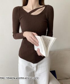 ニット・セーター | カットソー ニット レディース リブニット 長袖 秋冬 春 トップス スリム ストレッチ インナー 無地 通学通勤 着痩せ プルオーバー 長袖カットソー 長袖ニット