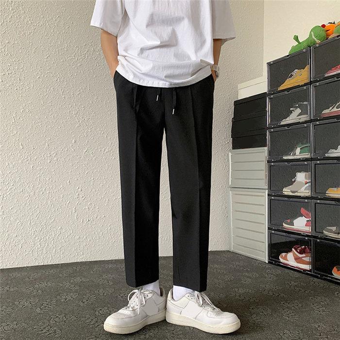 チノパン | パンツ メンズ ウエストゴム ロングパンツ 無地 シンプル カジュアルパンツ おしゃれ 夏新作 9分丈 テーパードパンツ サマーパンツ ビジネス お出かけ 仕事