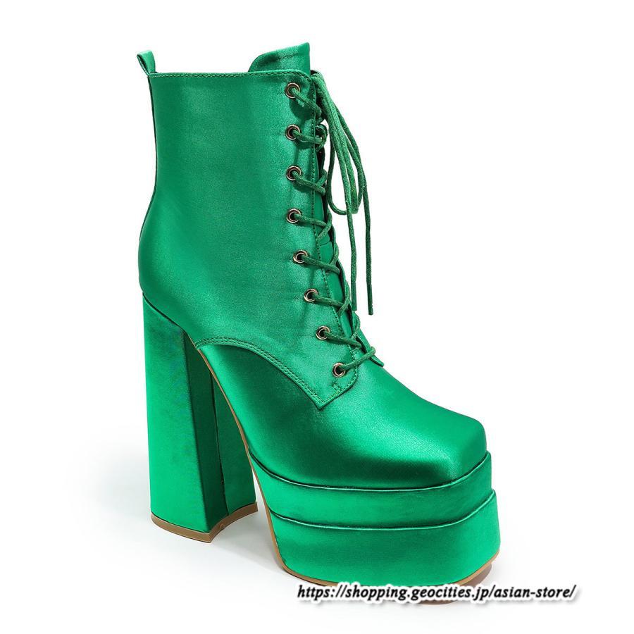 ショートブーツ | 大きいサイズ26.5cm レディース 厚底ブーツ 上品 ブーツ 秋冬 春 チャンキーヒール ハイヒール 太ヒール レースアップ コス スクエアトゥ