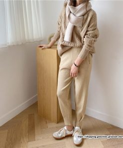チノ・テーパード・ジョガー・スキニーパン | リブパンツ パンツ レディース ボトムス リブニット ニットパンツ ジョガーパンツ テーパードパンツ 長ズボン ウエストゴム 無地 ポケット 3色 秋冬 楽チン