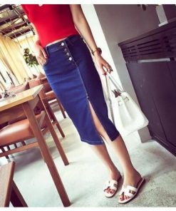 スカート | デニムタイト夏スリット ヒップアップ 夏服 無地 おしゃれ 20代30代 美ライン 女っぽい フェミニン 大人 オフィス