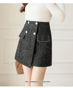 スカート | ミニレディース Aライン タイト ショート丈 キュロットラシャ 暖か カジュアル お出かけ 韓国風 2022秋冬 着回し 通勤 新作