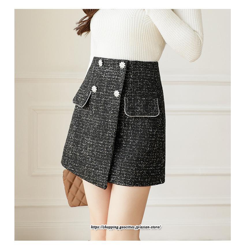 スカート | ミニレディース Aライン タイト ショート丈 キュロットラシャ 暖か カジュアル お出かけ 韓国風 2022秋冬 着回し 通勤 新作