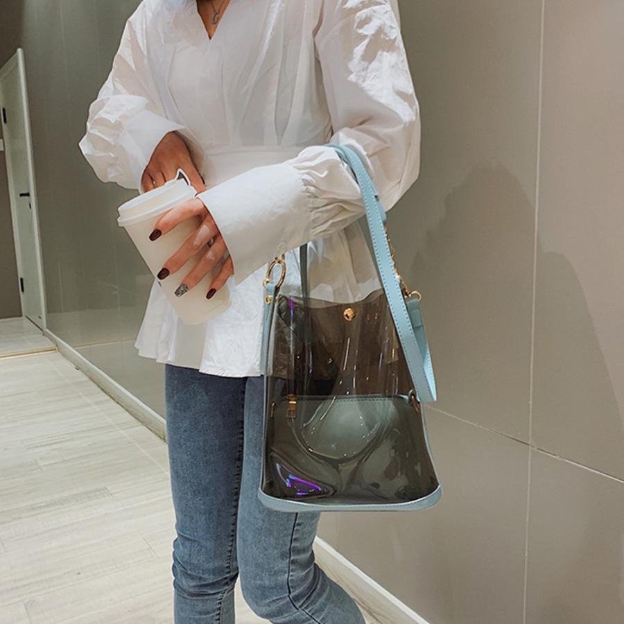 ショルダーバッグ | トートバッグ 斜めがけバッグ 2点セット ポーチ付き レディース クリアバッグ おしゃれ ビニールバッグ 大容量