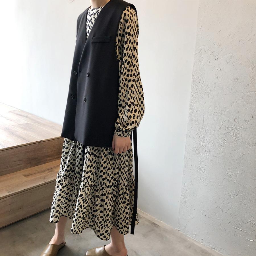 ベスト | ジレ 前開き ノースリーブ 春秋