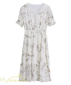 ミディアム | ワンピース レディース ミディアムワンピース 花柄 夏服 Aラインワンピース 上品 ミディアム丈 お出かけ 20代 30代 カジュアル 40代 エレガント 膝丈 Vネック