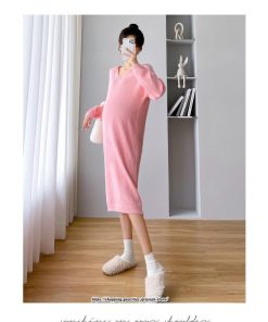 マキシ | ワンピース レディース 秋 ニットワンピース ロングワンピース 2TYPE マタニティ 授乳服 マタニティウェア 授乳 妊娠 シンプル おでかけ おしゃれ 無地