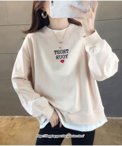 パーカー | 送料無料 重ね着 トレーナー レディース レイヤード フェイクレイヤード カットソー スウェット アルファベット刺繍 体型カバー トップス 長袖