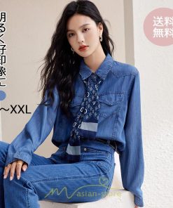 シャツ・ブラウス | デニムシャツ シャツ トップス レディース ブラウス 着痩せ デニム カジュアル エレガント 通勤 通学 オシャレ キレイめ 2022 上品 ナチュラル 秋服 可愛い