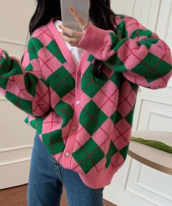 カーディガン | アーガイル柄ニットカーデ