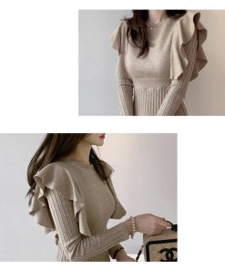 ワンピース | ショルダーフリルニットワンピース新作