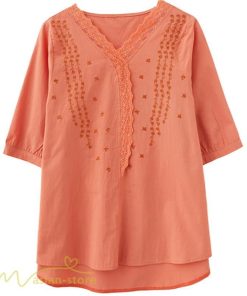 tシャツ・カットソー | Tシャツ ブラウス レディース Vネック カジュアル エレガント 半袖 30代 40代 カットソー 夏新作 おしゃれ 大きいサイズ 体型カバー コットン 麻混 ゆったり