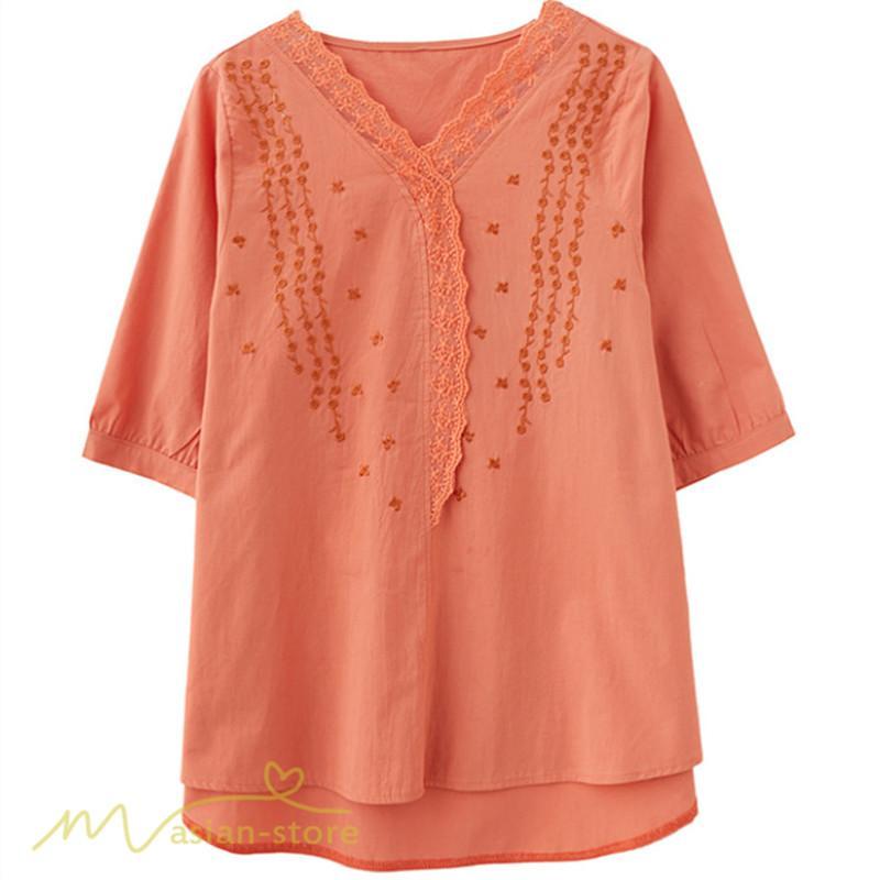 tシャツ・カットソー | Tシャツ ブラウス レディース Vネック カジュアル エレガント 半袖 30代 40代 カットソー 夏新作 おしゃれ 大きいサイズ 体型カバー コットン 麻混 ゆったり