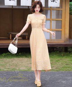 マキシ | ワンピース レディース チェック柄 きれいめ おしゃれ ゆったり ロング丈 着痩せ 春 夏 着痩せ ロングワンピース 上品 韓国風 バックファスナー エレガント
