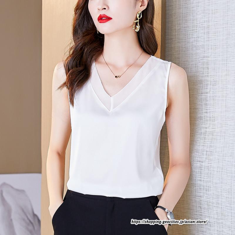 キャミソール タンクトップ | タンクトップ レディース 秋 秋服 レイヤード インナー ノースリーブ Vネック しわにくい ベーシック 重ね着 とろっと滑らかな肌触りの落ち感素材