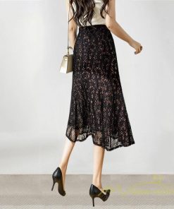 スカート | レーススカートロング丈 ハイウエスト エレガント キレイめ 通勤 日常 大人 リゾートロング 秋 花柄 柔らか 無地 ボトムス レディース ンプル