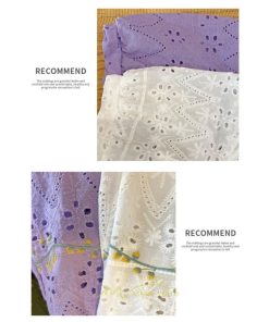 マキシ | ロングワンピース 夏秋 レディース 五分袖 普段着 同窓会 細見せ ハイウエスト コットン レース Aライン 白 紫 刺繍 Vネック キャンプ 旅行 上品 鎖骨 華奢魅せ