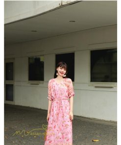 マキシ | ロングワンピース 五分袖 夏ワンピース 秋新作 Aラインワンピース マキシワンピース 花柄 プリント 旅行 ダンス ワンピース 30代40代 舞台 可愛い リボン