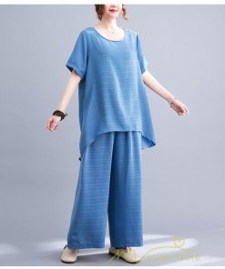 セットアップ | レディース 夏 40代 20代 コーデ カジュアル 2点セット Tシャツ 半袖 ガウチョパンツ 綿麻 大きいサイズ ゆったり 通勤 大人 着痩せ おしゃれ