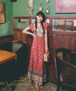 マキシ | 夏ワンピース ロングワンピース フレアワンピース 半袖 サマーワンピース 着痩せ レトロ 民族風 30代40代 旅行着 可愛い ゆったり ワンピース 20代 ビーチ