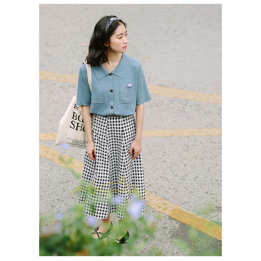 スカート | チェック柄 ロング丈 フレア ボトムス レディース フェミニン デイリー 上品 20代30代40代50代 カジュアル 着痩せ お出かけ 体系カバー 通勤通学 夏物