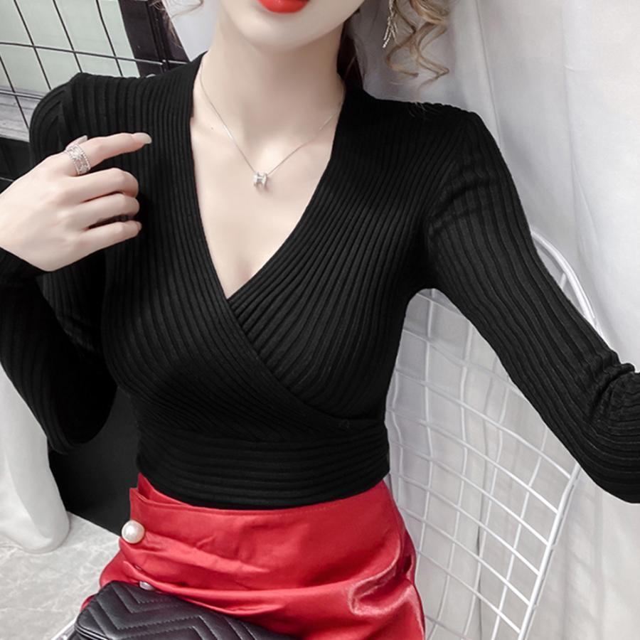 新作入荷アイテム | レディース ニットソー 長袖 プルオーバー トップス 韓国ファッション ニット きれいめ 秋冬 Vネック ニットセーター